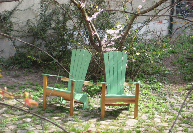 Adirondack style wooden chairs